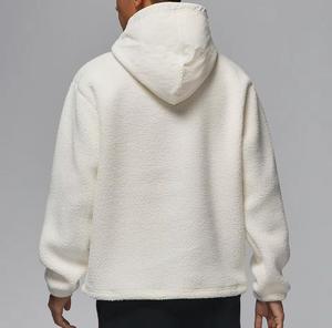 Unisex <b>White</b> Fleece Hooded <b>Quarter</b> <b>Zip</b> Sweatshirt Regular Fit Front Pocket Casual Winter Wear Lined Raglan Sleeve Breathable - Product Image 3