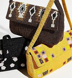 Sac à bandoulière noir et blanc brodé de perles pour femme, sac à main ethnique en perles de rocaille, pochette de soirée, cadeau, sac de soirée tendance, sac bandoulière - Product Image 6