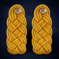 Épaulettes de grade pour hommes, broderie dorée, en tissu noir, insignes d'uniforme, taille adulte, accessoires d'uniforme