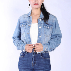 Ensemble veste et pantalon en jean élégant pour femme, 2 en 1, tendance, délavé clair, luxueux, avec rembourrage en coton tricoté - Product Image 5