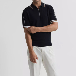 Hot Selling Premium Quality Men's Casual T-<b>Shirt</b> New Collar <b>Button</b> Style Street Look <b>Half</b> Sleeved Spandex/Cotton 220g - Product Image 2