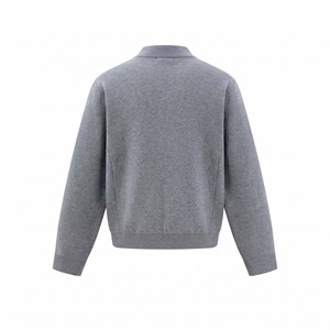 Cardigan en laine gris pour homme, col rond, manches longues, couleur unie, tricot anti-boulochage, vêtement d'hiver - Product Image 2