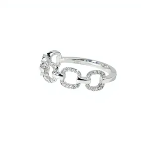 Anillo Fino con Diamante de Laboratorio Redondo, Color DEF, Claridad VSVVS, Certificado IGI, Oro Sólido de 10K, 14K, 18K, Diseño Geométrico de Cadena, Anillo de Moda - Product Image 5