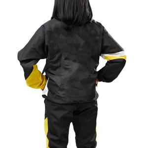 Women Sporty Tracksuit Two Piece Set <b>Black</b> White Striped Full Sleeve Zipper Jacket And Pants Loose Fit Autumn Wear - Product Image 2