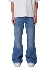 Super Flare Denim Jeans-Vintage Style Mid Waist Regular Fit Eco-Friendly Lightweight Medium Wash - Product Image 4