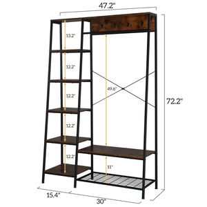 Organizzatore per Armadio Indipendente con Appendiabiti da Ingresso, Ganci, Ripiani Portaoggetti, Panca Portascarpe e Appendiabiti per Camera da Letto - Product Image 6