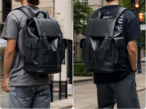 Custom Genuine Leather Business Outdoor Bag Custom Logio Travel <b>Roll</b> Top <b>Backpack</b> Bag Custom Traveling Bag - Product Image 6