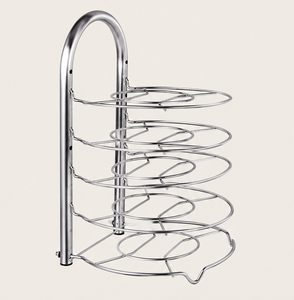 Space-Saving 5-Tier Metal Pan Organizer Rack Heavy Duty Vertical Cookware Storage Holder for Kitchen Cabinets <b>Pot</b> <b>Stand</b> - Product Image 1