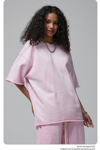 OEM 2026 Vêtements pour hommes d'été, chemises en coton brossé léger, teintes par pulvérisation, délavées et effet vieilli, à cordon de serrage, et shorts assortis, style couple tendance - Product Image 4