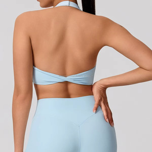 Square Neck Crop <b>Top</b> Mid Waist Yoga Set Solid Color Breathable Spandex Polyester Front <b>Sweat</b>-Wicking Women's Activewear OEM - Product Image 4