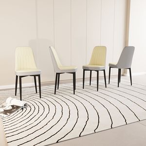 Set di 4 Sedie da Pranzo in Stile Moderno con Tessuto in Pelle PU di Alta Qualità e Cuscini Spessi e Morbidi, Gambe in Metallo Nero - Product Image 3