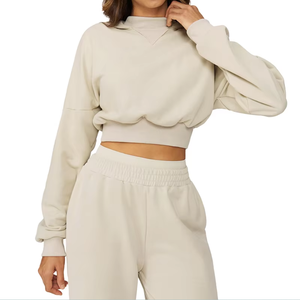 Sudadera con Capucha Corta de Moda Personalizada al por Mayor para Mujer, Sudadera con Capucha Extra Grande de Alta Calidad Estilo Vintage Personalizada para Mujer - Product Image 1