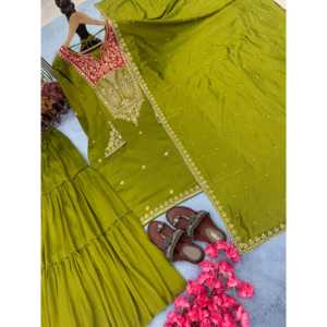 Top de fiesta de diseñador para mujer Sarara Plazzo & Dupatta Set Look elegante - Product Image 4