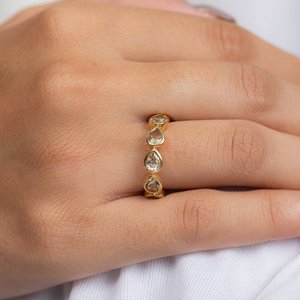 Bague d'éternité en or 18 carats avec topaze citron - Sertissage micro-pavé - Bague de mariage - Product Image 1