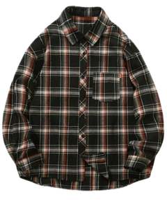 Chemise décontractée à carreaux noire et marron pour homme, en coton et polyester, manches longues, boutonnée, motif à carreaux, douce et confortable, pour un usage quotidien - Product Image 1