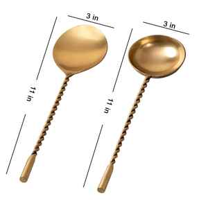 Ensemble de Cuillères à Salade en Acier Inoxydable Plaqué Or au Design Moderne, Écologique, Nouveau Design, Compatible Lave-Vaisselle - Product Image 6