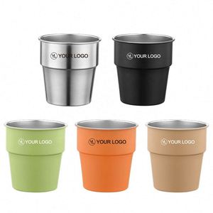 Custom Logo & Colors 8oz Stackable Stainless Steel Durable Beverage <b>Cup</b> Reusable Drinkware for Event Giveaways - Product Image 1