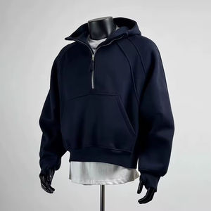 เสื้อฮู้ดดี้ผ้าฝ้าย 100% หนานุ่ม คอซิปครึ่งตัว แบบสวมหัว สั่งทำได้ เสื้อฮู้ดดี้ซิปครึ่งตัวสำหรับผู้ชาย - Product Image 1