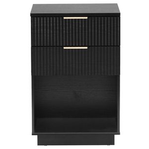 FCH <b>Black</b> P2 Density Wavy Pattern Drawer Front 454070cm Two-Drawer <b>Bedside</b> <b>Cabinet</b> Nightstands - Product Image 6