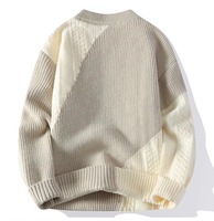Pull en maille douce pour homme, col rond, coupe décontractée moderne, doublure en laine mélangée de coton respirant, avec logo frontal, idéal pour l'automne