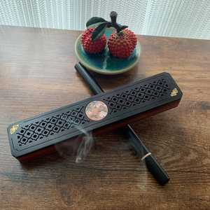 Natural Sandalwood <b>Incense</b> Burner Magnetic Wooden <b>Box</b> with Laying Plate for Home Decor - Product Image 2
