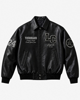 Blouson en cuir personnalisé LEGENDS pour homme, noir, patchwork, style racing, blouson universitaire, marque privée, patch de course, blouson bomber OEM