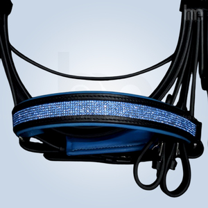 Anatomic Leather Dressage Horse Bridle V Shaped Neoprene Padded <b>Blue</b> Sparkle <b>Glitter</b> Noseband Comfortable Durable High-Grade - Product Image 3