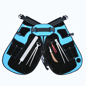 Kit de Herramientas para el Cuidado de Pezuñas de Caballos con Delantal de Cuero Azul, Cortaúñas para Caballos, Cuchillo Curvo para Pezuñas, Lima y Extractor de Clavos - Product Image 1