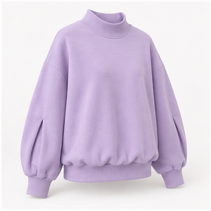 เสื้อสเวตเชิ้ตคอเต่าผู้หญิงสีลาเวนเดอร์ แขนทรงบอลลูน รุ่นครอป WSS-0016 - Product Image 4