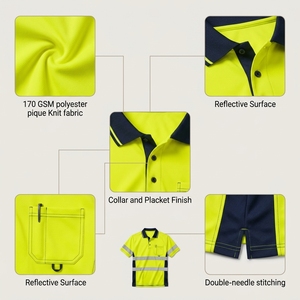 เสื้อโปโลนิรภัยสีเหลืองสะท้อนแสงแบบระบายอากาศได้ กันน้ำ พร้อมแถบสะท้อนแสงและกระเป๋าเสื้อ สำหรับชุดทำงาน - Product Image 3