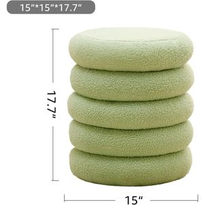 Pouf Contenitore Rotondo Moderno in Sherpa con Vassoio Ribaltabile, Sgabello da Toeletta in Teddy, Sedia Imbottita per Trucco, Arredo Casa - Product Image 2