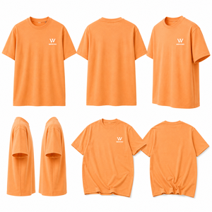 T-shirt à manches courtes pour homme WARPRO, couleur unie orange, col rond, coupe classique, 100% jersey polyester, décontracté, logo imprimé sur le devant - Product Image 4