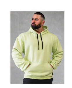 Hoodies jaunes à coupe carrée pour hommes, streetwear, personnalisables avec logo en impression en relief, pull-over oversize - Product Image 1