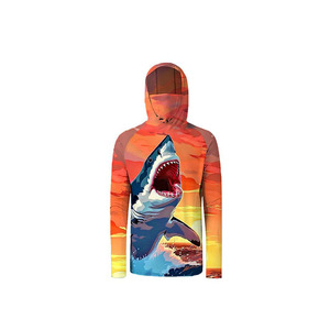 Wholesale Mens Fishing <b>Hoodie</b> UPF 50+ Sun <b>Protection</b> Breathable 100% Polyester Quick Dry Lightweight Hooded Shirt - Product Image 6