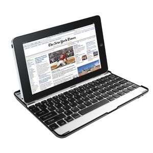 Funda con Teclado Inalámbrico de Aleación de Aluminio Plateado y Negro para Tablet - Product Image 5