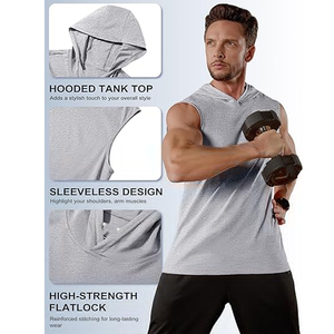 Custom LOGO Sportswear Spring Summer Tank Top Solid Fitness Vest Man Casual Hoodie Tops Sexy Training Sport Wear Vest Men - Product Image 5