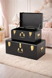 Coffre de rangement de luxe noir en métal, boîte de rangement pour salon, coffre de rangement pour chambre de bébé, boîte de rangement pour jouets, luxe - Product Image 6