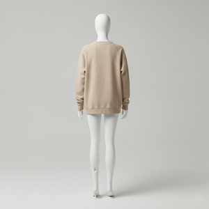 Sudadera de mujer personalizada de invierno, de tejido grueso de 500 g/m², de felpa francesa color avena, corte holgado, oversize, minimalista, de algodón liso. - Product Image 4