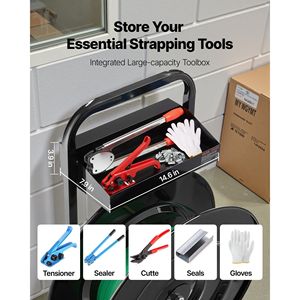 Carrello Dispenser per Nastri di Imballaggio Resistenti 8-16 Core in PET/PP/Poliestere, Attrezzato per Bobine - Product Image 6