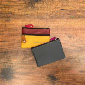 Nueva Cartera de moda de cuero genuino reciclado, Mini Tarjetero con cremallera, monedero, bolso de cuero, bolso de muñeca Simple colorido sólido - Product Image 6