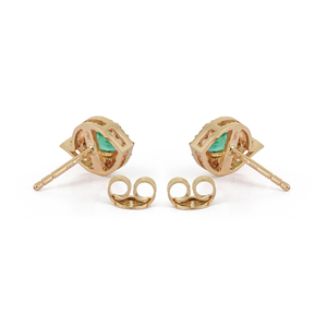 Wholesale Customized Design Emerald & Diamond Real K14 Yellow Gold Minimal <b>Halo</b> Stud <b>Earrings</b> For Daily Wear Girls Jewelry - Product Image 6