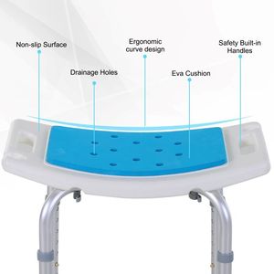 Adjustable Height Safety Shower <b>Bench</b> Stool Non-Slip with Integrated Shower Hole for Bathroom Accessory - Product Image 6