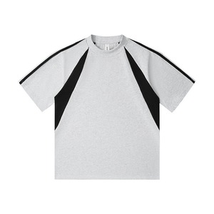 T-shirt pour homme en coton léger à col rond et manches courtes, coupe ample décontractée, style simple, manches raglan contrastées, t-shirts d'été - Product Image 3