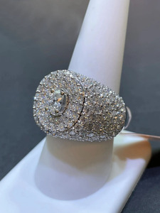 Big Moissanite Iced Hip Hop Cluster <b>Ring</b> <b>for</b> <b>Men</b> Micro Paved Oval Cut 925 Sterling Silver Rhodium Plated Wedding Engagement Gift - Product Image 3