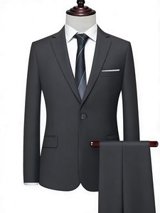 Vente en gros ACCEPT LUXE Blazer homme bleu marine foncé 100% coton, coupe ajustée, simple boutonnage, 2 pièces, pour occasions formelles, bureau, mariage, bal de promo - Product Image 1