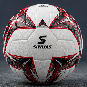 Ballon de football texturé blanc, rouge et noir pour l'entraînement et les matchs, idéal pour les jeunes - Product Image 1