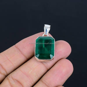 จี้เงินแท้925จี้อัญมณีแท้จี้ทำด้วยมือของขวัญสำหรับเจ้าสาวเครื่องประดับมรกตที่สวยงาม - Product Image 3