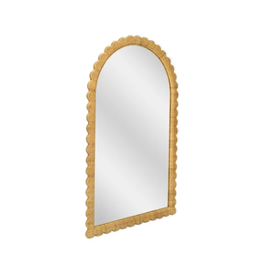 Miroir mural bohème en rotin naturel, décoratif, à bord festonné, pour salon, en provenance du Vietnam. - Product Image 1