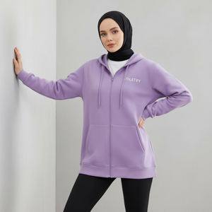 เสื้อฮู้ดซิปสำหรับผู้หญิงมุสลิมทรงหลวมแบบสปอร์ต ผ้าเฟรนช์เทอร์รี่ ระบายอากาศได้ดี - Product Image 1