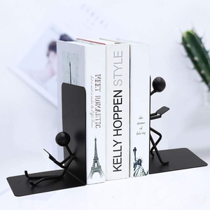 New design Modern Metal Bookend Set Human Figure Reading Design Decorative <b>Book</b> Holder Office Desk Organizer Home Decor - Product Image 4